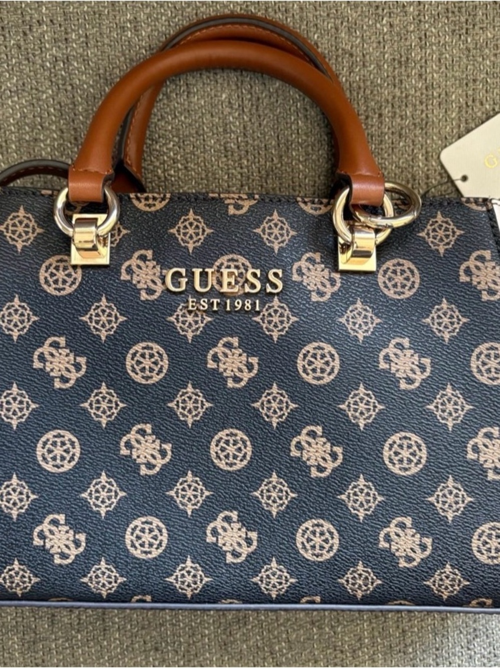 GUESS Brown Logo Satchel Handbag